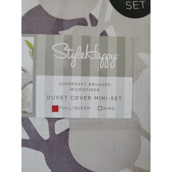Style Happy Poplar Leaves Full QueenDuvet Cover & Shams Set Brown Olive 3pcs - Picture 5 of 13